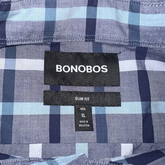 Bonobos Shirt Mens Size XL Slim Fit Blue Checkered Long Sleeve Button LOT OF TWO - Picture 8 of 10